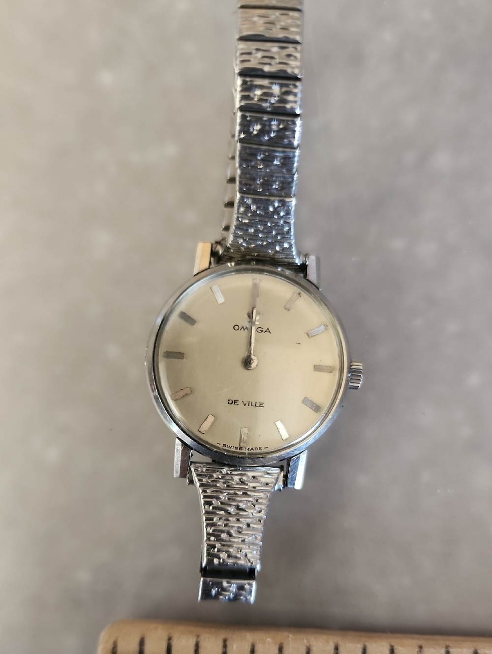 Omega De Ville Silver-Tone Ladies Bracelet Watch For Parts Or Repair.